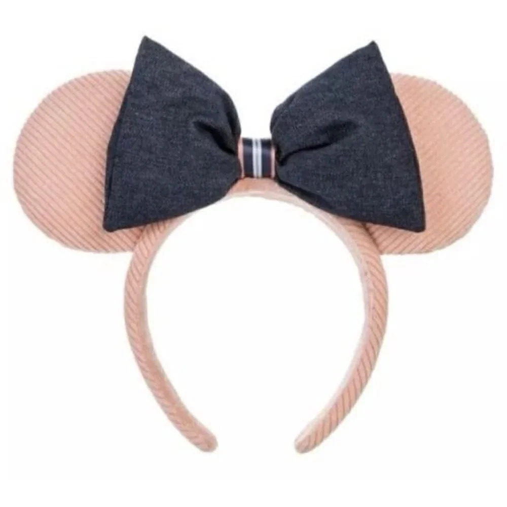 Disney Parks Pink Corduroy Denim Bow Minnie Mouse Ears Headband 2023